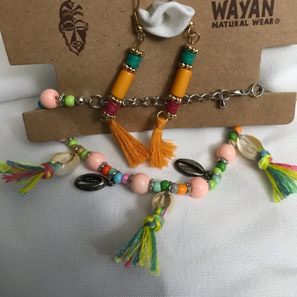 Wayan Natural Wear Bracelet &Earrings Set tassels - Picture 4 of 4